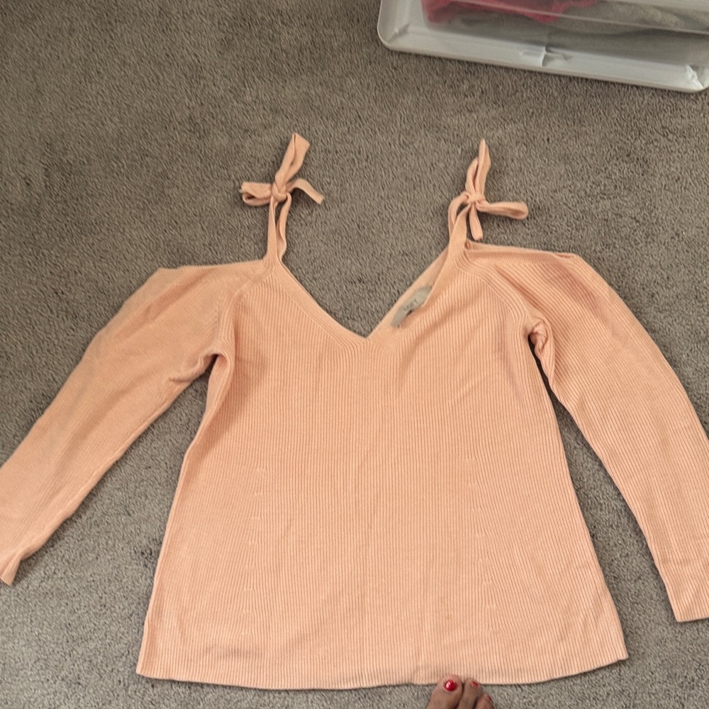 LOFT Peach Sweater with Tie Straps